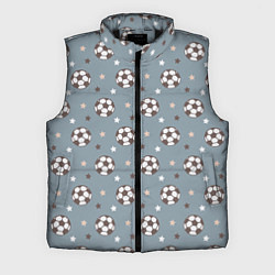 Мужской жилет Футбольные мячи и звезды на голубом, цвет: 3D-черный