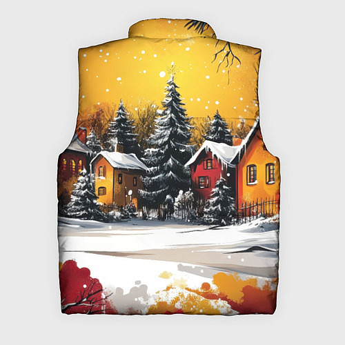 Мужской жилет Новогодний двор / 3D-Красный – фото 2