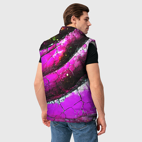 Мужской жилет Розовая волнистая абстракция / 3D-Светло-серый – фото 4