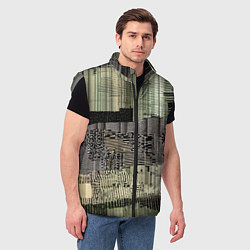 Мужской жилет Глитч-арт с отрезками - нейросеть, цвет: 3D-светло-серый — фото 2