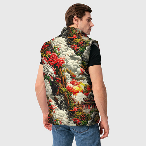 Мужской жилет Дракон в небесном храме - нейросеть / 3D-Светло-серый – фото 4