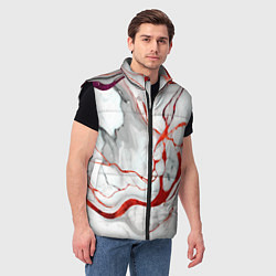 Мужской жилет Красно-белый мрамор, цвет: 3D-черный — фото 2