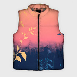 Мужской жилет Листья на сине-розовом фоне - нейросеть, цвет: 3D-светло-серый