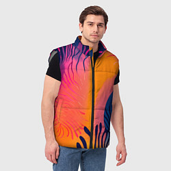 Мужской жилет Векторная абстракция с растениями - нейросеть, цвет: 3D-светло-серый — фото 2