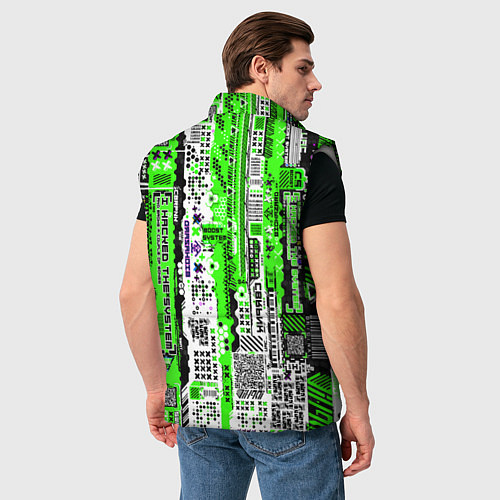 Мужской жилет Киберпанк паттерн зелёный / 3D-Светло-серый – фото 4