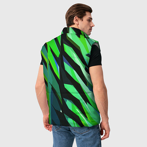Мужской жилет Чёрно-зелёная абстракция / 3D-Светло-серый – фото 4