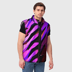Мужской жилет Фиолетово -чёрная абстракция, цвет: 3D-светло-серый — фото 2