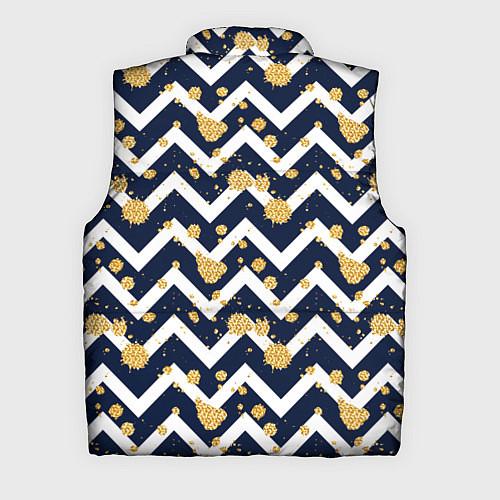 Мужской жилет Золотые кляксы на фоне бело-синего паттерна / 3D-Светло-серый – фото 2
