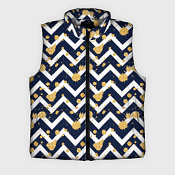 Мужской жилет Золотые кляксы на фоне бело-синего паттерна