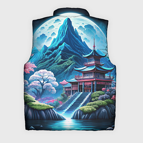 Мужской жилет Пейзаж Японии и горы / 3D-Красный – фото 2