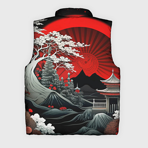 Мужской жилет Деревья Японии и природа / 3D-Красный – фото 2