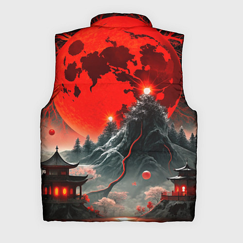 Мужской жилет Японская черная гора / 3D-Красный – фото 2