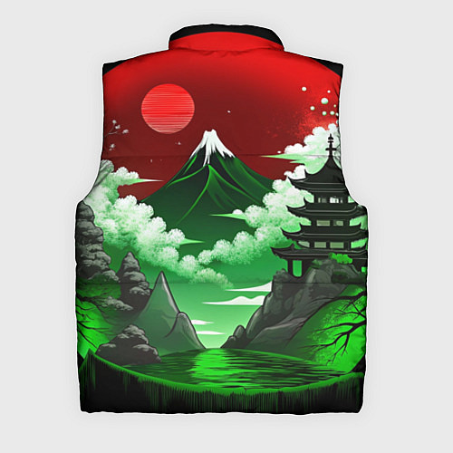 Мужской жилет Япония красно-зеленая природа / 3D-Красный – фото 2