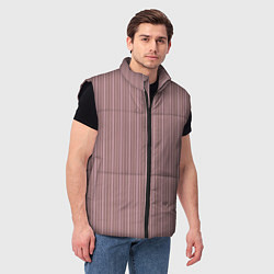 Мужской жилет Пыльно-розовый в тонкую полоску, цвет: 3D-черный — фото 2