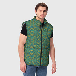 Мужской жилет Зеленый орнамент с желтым, цвет: 3D-светло-серый — фото 2