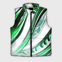 Мужской жилет Волнистая бело-зелёная абстракция