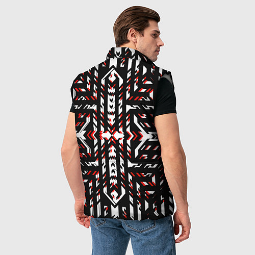 Мужской жилет Чёрно-красные диагональные полосы на белом фоне / 3D-Светло-серый – фото 4