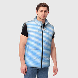 Мужской жилет Белый с голубым текстурный в полоску, цвет: 3D-светло-серый — фото 2