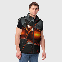 Мужской жилет Красные стекла и черные камни - текстура, цвет: 3D-светло-серый — фото 2