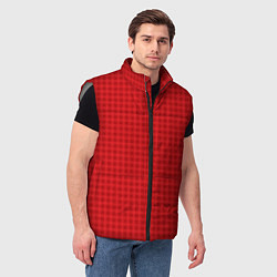 Мужской жилет Сочный красный паттерн полосы клетка, цвет: 3D-светло-серый — фото 2
