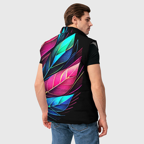 Мужской жилет Букет из цветных перьев - неон / 3D-Светло-серый – фото 4