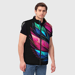 Мужской жилет Букет из цветных перьев - неон, цвет: 3D-светло-серый — фото 2