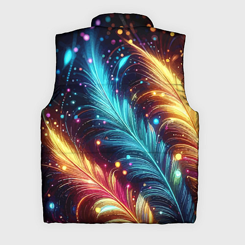 Мужской жилет Неоновые разноцветные перья / 3D-Красный – фото 2