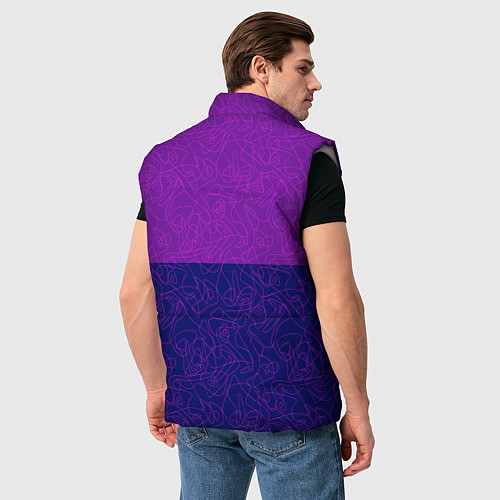 Мужской жилет Фиолетовый синий узор с абстрактными линиями / 3D-Светло-серый – фото 4