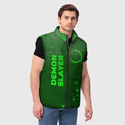 Мужской жилет Demon Slayer - green gradient вертикально, цвет: 3D-черный — фото 2