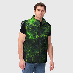 Мужской жилет Зеленая ядовитая текстура, цвет: 3D-светло-серый — фото 2