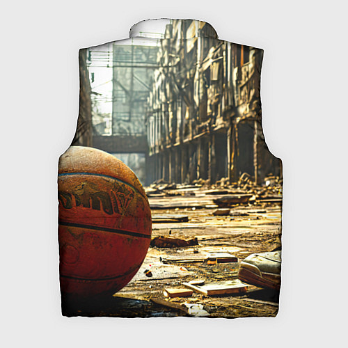 Мужской жилет Баскетбольный мяч и город постапокалипсиса / 3D-Красный – фото 2
