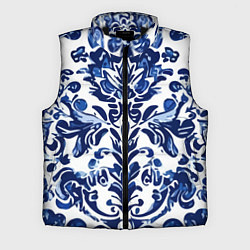 Мужской жилет Гжель русский узор акварель, цвет: 3D-черный