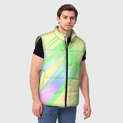 Мужской жилет Жёлто-зелёный полосатый, цвет: 3D-светло-серый — фото 2