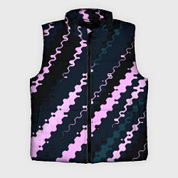 Мужской жилет Тёмно-синий с розовым искажённые полосы, цвет: 3D-черный