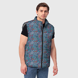 Мужской жилет Деревенский абстрактный цветочный узор, цвет: 3D-светло-серый — фото 2