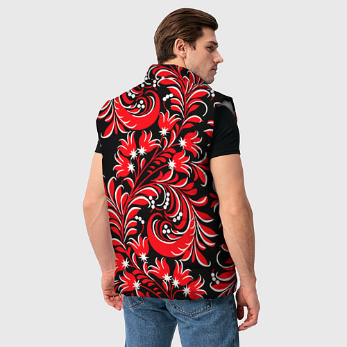 Мужской жилет Хохлома - красная роспись / 3D-Светло-серый – фото 4