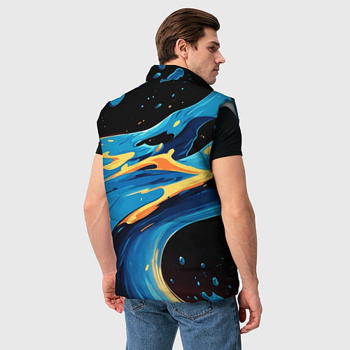 Мужской жилет Синяя волна из красок / 3D-Светло-серый – фото 4