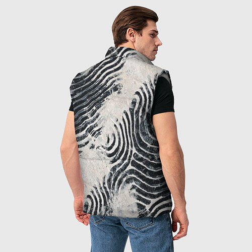 Мужской жилет Текстура гранж - абстрактные линии / 3D-Светло-серый – фото 4