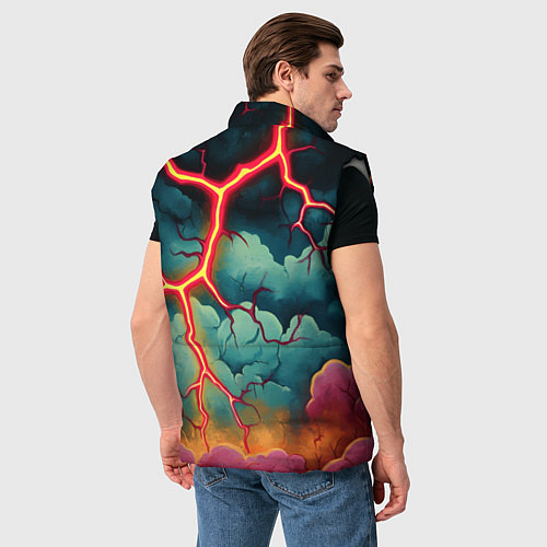 Мужской жилет Молнии в виде разлома / 3D-Светло-серый – фото 4