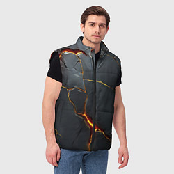 Мужской жилет Серая текстура с золотым изломом, цвет: 3D-черный — фото 2