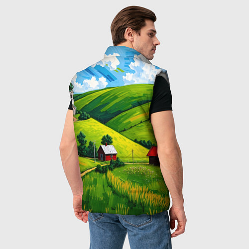 Мужской жилет Русская деревенька / 3D-Светло-серый – фото 4