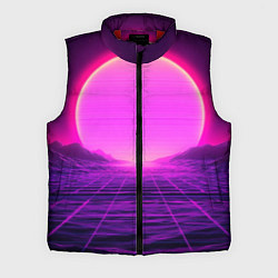 Мужской жилет Синтвейв ретровейв неоновый узор и солнце
