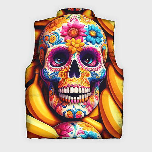 Мужской жилет Цветочный череп среди бананов - нейроарт / 3D-Красный – фото 2