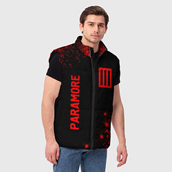 Мужской жилет Paramore - red gradient вертикально, цвет: 3D-черный — фото 2