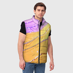 Мужской жилет Фиолетово-золотая текстура с блестяшками, цвет: 3D-черный — фото 2