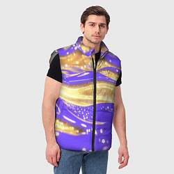 Мужской жилет Фиолетово-золотая жидкая текстура, цвет: 3D-светло-серый — фото 2