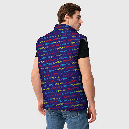 Мужской жилет Паттерн Царицын-Сталинград-Волгоград на трёх языка / 3D-Светло-серый – фото 4