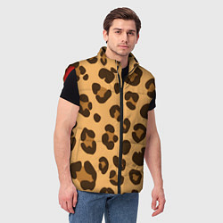 Мужской жилет Коричневые пятна леопарда, цвет: 3D-красный — фото 2