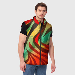 Мужской жилет Жаркая полосатая абстракция, цвет: 3D-черный — фото 2