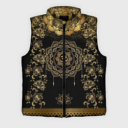 Мужской жилет Лотос мандала и символ Ом с золотыми узорами